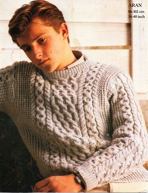 #knittingpattern #knittingstitchpattern #knittingdesign easy knitting stitch pattern for sweater/cardiganfor the border. mens aran sweater knitting pattern pdf cable crew neck ...