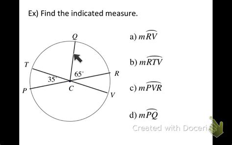 An arc of a circle is the portion of the circle between two given points. Finding Arc Measures - YouTube