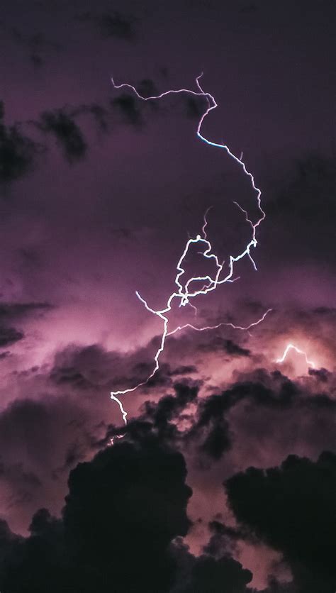 Lightning Clouds Purple Hd Phone Wallpaper Peakpx
