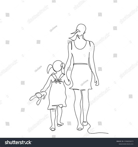 5471 Mother Daughter Holding Hands Cartoon Image Images Stock Photos