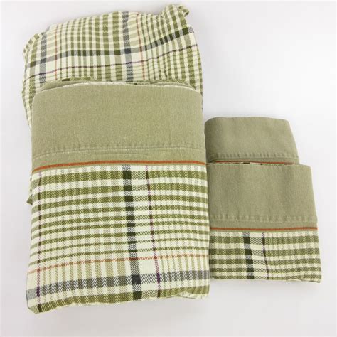 Lattjoflat sheet and pillowcasearticle no:404.547.82. Home Trends Full Beige Green Plaid Flannel Sheet Set Flat ...