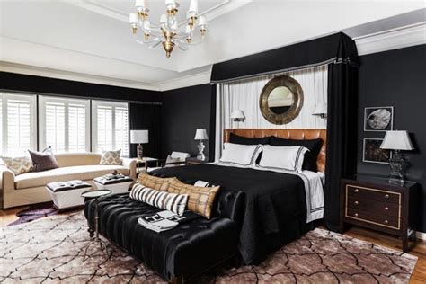 Pair a black bed frame with neutral bedding.complement black accents with bold patterns. 75 Stylish Black Bedroom Ideas and Photos | Shutterfly