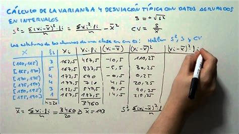 cÁlculo de la varianza y desviaciÓn tÍpica con datos agrupados en intervalos youtube