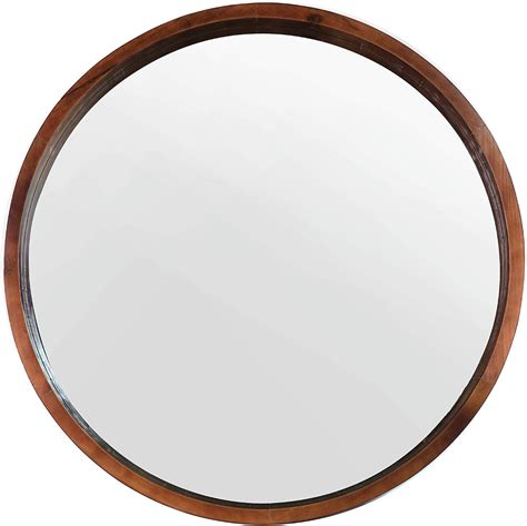 Mirrorize Mina Decorative Modern Wood Frame Round Mirror
