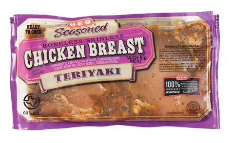 H E B Seasoned Boneless Skinless Teriyaki Chicken Breast Shop Chicken