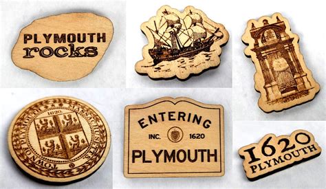 Plymouth Massachusetts Wood Magnets Pins Wooden Laser Cut Etsy