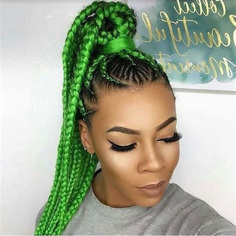 Other people call it boxer braids while some people call it cornrows. 61. Lime Green Braids | Braided hairstyles, Box braids ...