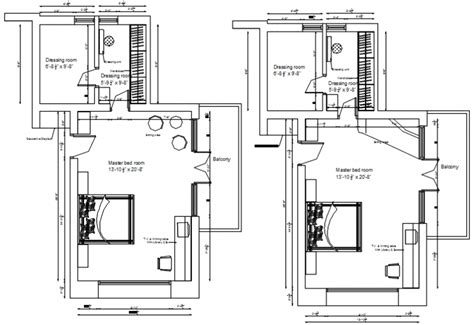 Two Master Bedrooms Plan Cad Drawing Details Dwg File Cadbull
