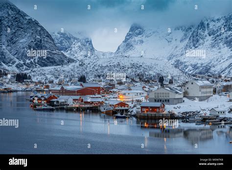 Lofoten Islands Reine Norway Winter Scene Stock Photo Alamy