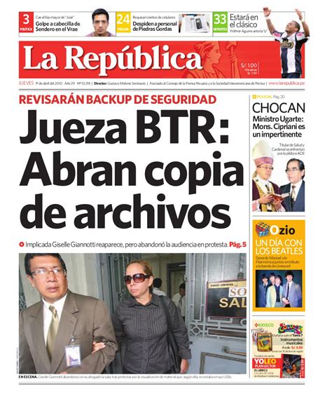 Edición Lima La República 01042010 By Grupo La República Publicaciones