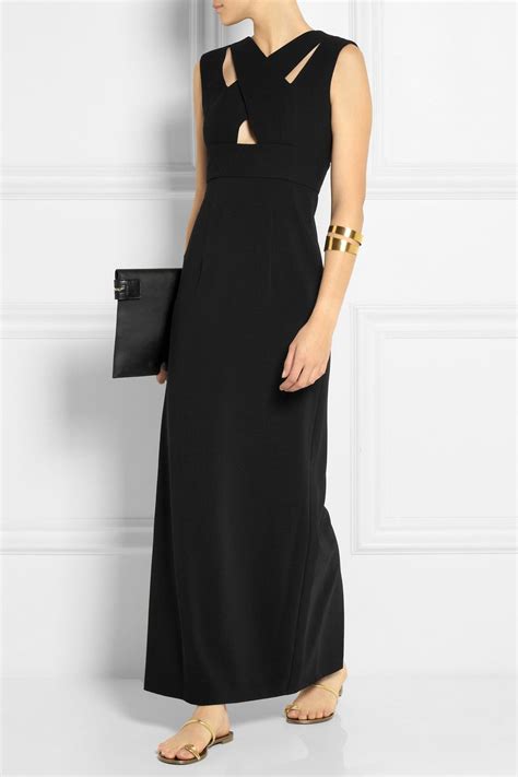 Black Cutout Wool Crepe And Stretch Jersey Gown Emanuel Ungaro