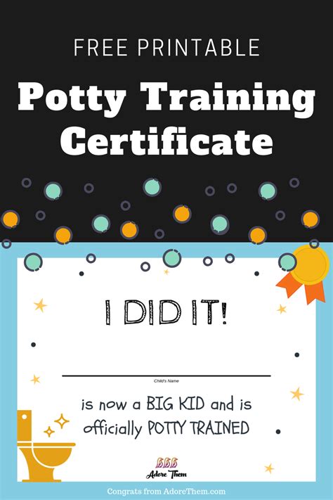 Potty Training Certificate Free Printable For Parents Of Toddlers To