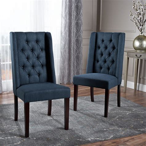 Billings Tufted Fabric High Back Dining Chairs (Set of 2) – GDF Studio