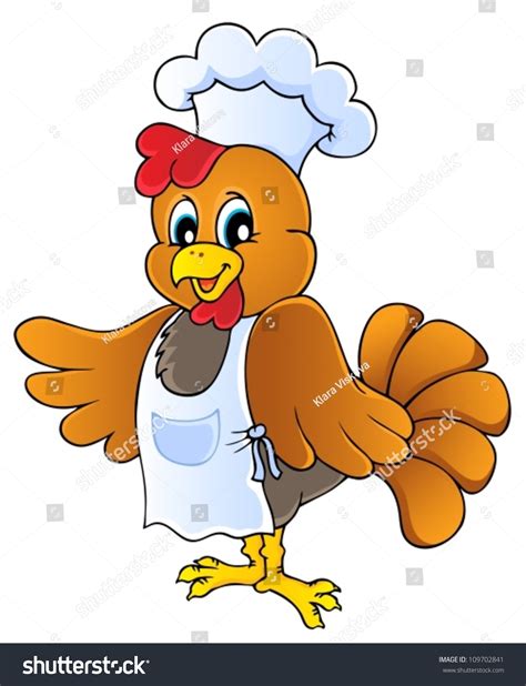 Cartoon Chicken Chef Vector Illustration Stock Vector
