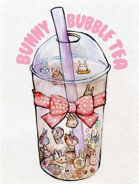 Use them in commercial designs under lifetime, perpetual & worldwide rights. Bunny Bubble Tea large print | Cute doodles, Kawaii drawings