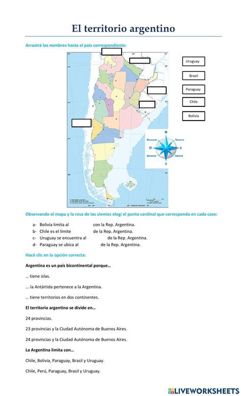 El Territorio Argentino Worksheet Actividades De Geografía Enseñanza