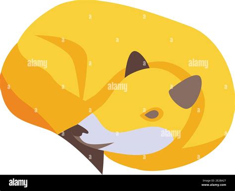 Sleeping Fox Icon Isometric Of Sleeping Fox Vector Icon For Web Design
