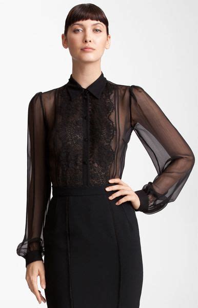 Dolce And Gabbana Sheer Chiffon Blouse In Black Lyst