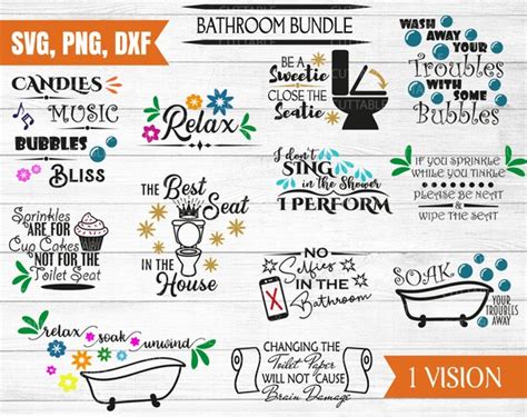 Bathroom SVG Bundle 12 Cut Files Bubbles Svg Relax Soak Etsy