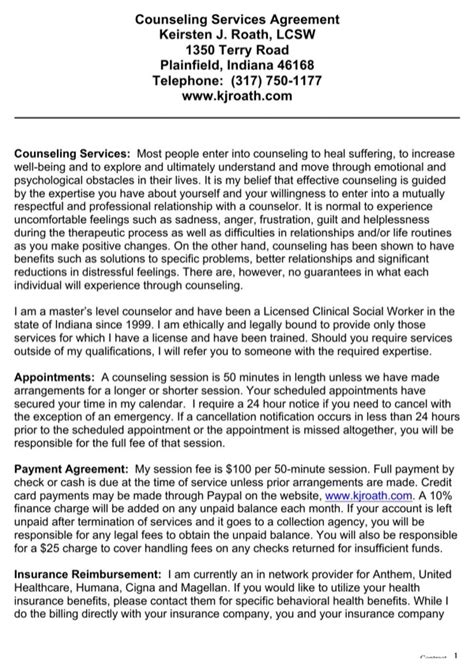 counseling services agreement   page