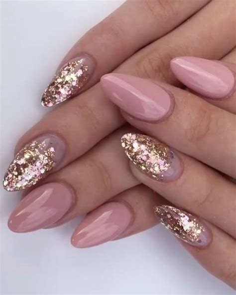 Rose Pink Gold Glitter Nails Hot Sex Picture