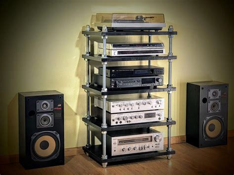 This Awesome Audio Equipment Rack Is Made Using Threaded Rods And Bolts