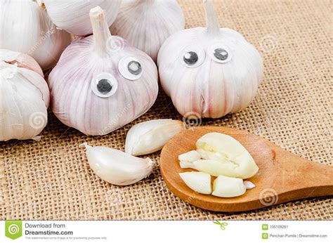 Garlic With Googly Eyes Stock Image Image Of Relish 105109261