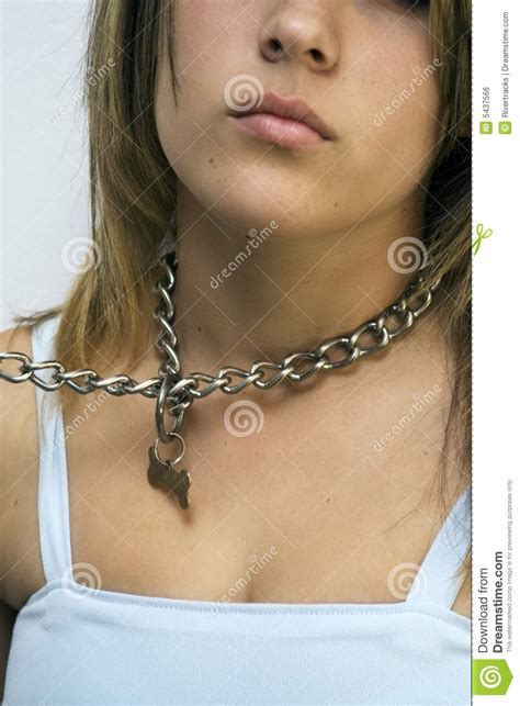 Girl With Chain Around Neck Stock Photo Image Of Sulky