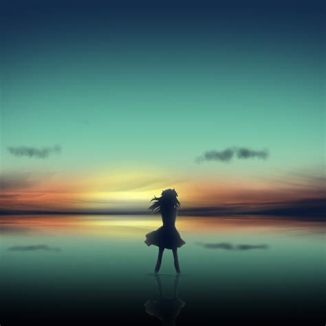 2048x2048 Anime Girl In Clear Sunset Ipad Air Wallpaper Hd Anime 4k