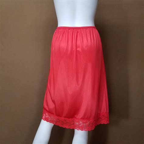 Vintage Half Slip Red Lace Skirt Slip Lingerie Sheer Lace Etsy
