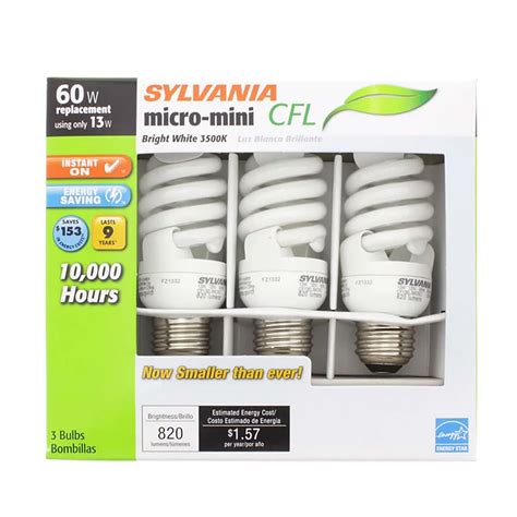 Sylvania 13w Cfl Micro Mini Bright White 3500k Light Bulbs Shop Home