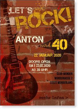 Für alle paare mit der liebe zur rockmusik, let's get ready to rock 'n' roll. Einladungskarten Geburtstag, Rock'n Roll ...