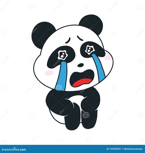 Cute Panda Crying Cartoon Illustration Stock Vector Illustration Of