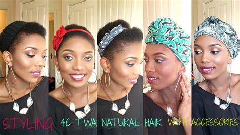 Natural Hairstyling4c Twa With Scarf And Accessories8 Styles Youtube