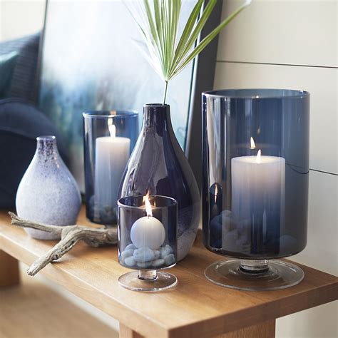 Glass pillar candle holders for 3 x 6 inches candle, 2 pcs hurricane candle holder, wedding christmas, halloween centerpieces for reception tables for home dining room decor 4.3 out of 5 stars 37 $26.98 $ 26. London Blue Hurricane Candle Holders | Crate and Barrel in ...