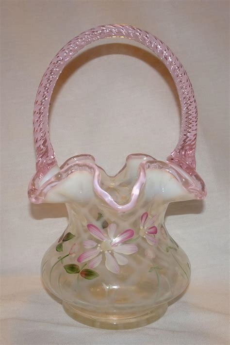 Hand Painted Fenton Opalescent Basket