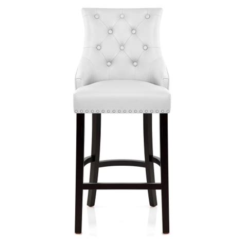 Counter height bar stool in brushed stainless steel and white faux leather. Ascot Bar Stool White Leather - Atlantic Shopping
