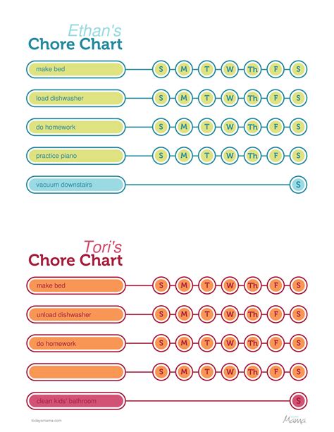 免费 Printable Chore Chart For Kids 样本文件在