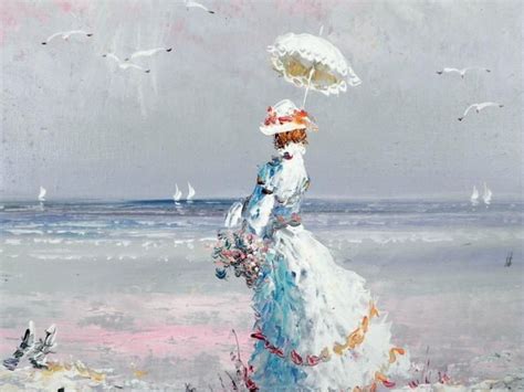 Marie Charlot Original Painting Victorian Beach Framed
