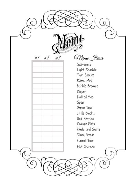 Most murder mystery games will include a sample menu. Printable Mystery Food Menu