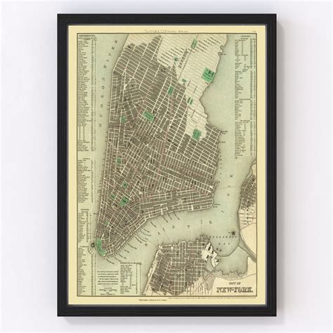 Vintage Map Of New York City New York 1836 By Teds Vintage Art