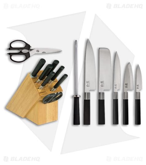 Kai Wasabi 8 Piece Kitchen Knife Set W Bamboo Storage Block Wsb0800