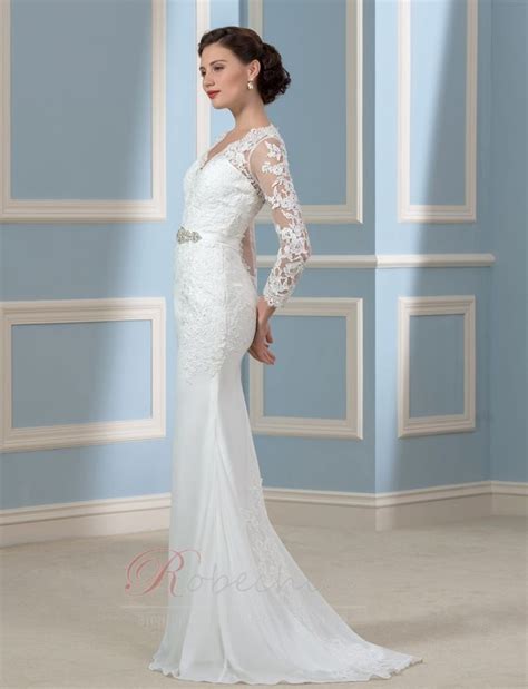 Peut être porté à une journée ou une soirée. Robe de mariée Manche Longue Zip Dentelle Rivage Hiver ...