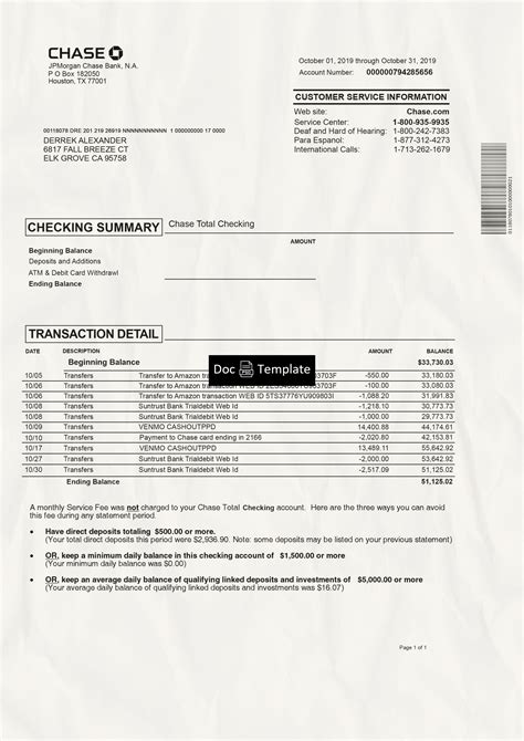 Chase Bank Statement Template Psd Psd Templates