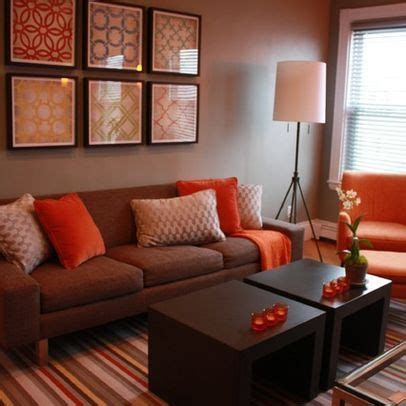 Living room decor ideas brown furniture. Living Room Brown And Orange Design, Pictures, Remodel ...