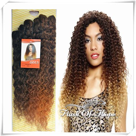 Noble Gold Natural Bohemian Super Givenchy Ombre Wavy Two Tones Color Deep Curl Synthetic Hair