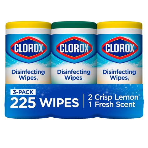 Clorox disinfecting wipes lets you clean and disinfect multi surfaces in one easy step. Clorox Disinfecting Wipes, (225 Count Value Pack), Crisp ...