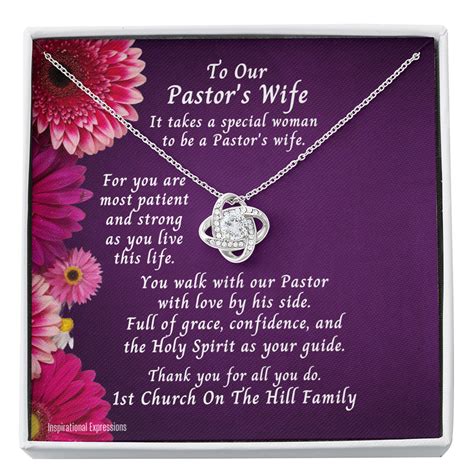 Personalized Pastor S Wife Appreciation Card With Love Knot Necklace In Pastors Wife