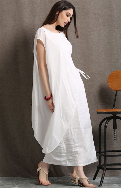 Items Similar To White Linen Layered Dress Loose Fitted Feminine