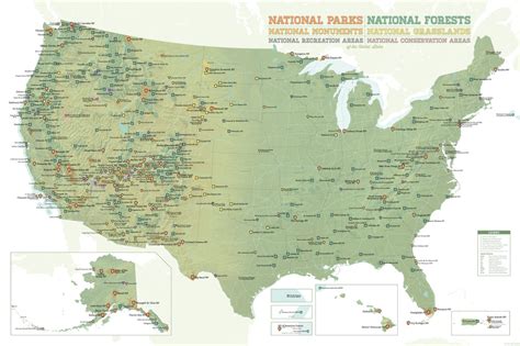 Us National Parks Monuments And Forests Map 24x36 Poster Best Maps Ever